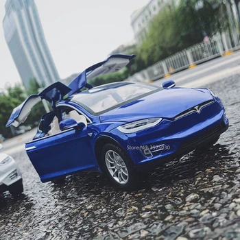 1/24 TESLA Model X Aliaj turnat sub presiune Model de Masina Jucării de Simulare Mare de Metal New Energy Car Cu Trage Înapoi Lumina de Sunet de Colectare Cadouri