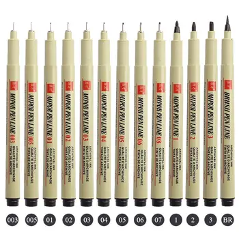 1/ 3 buc Pigment Linie Microni Pen Neelde Desen Manga Pen Perie de Artă Markeri Impermeabil Fineliner Schiță Creion de Papetărie