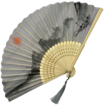 1 BUC Elegent Bambus Evantai Coadă Clasică Chineză Japoneză Vintage Decor Feminin Meserii Ciucure Fani