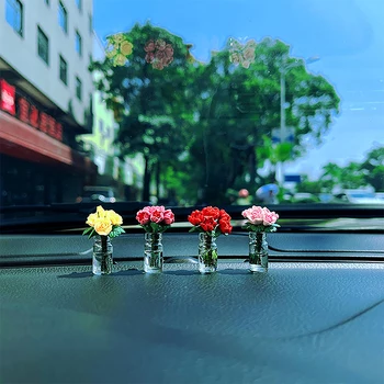 1 BUC Masina Drăguț Decorațiuni Interioare Mini Rose Floarea soarelui Vaza Auto Consola centrala Ornamente Decor Pentru Masina de Cadouri Accesorii