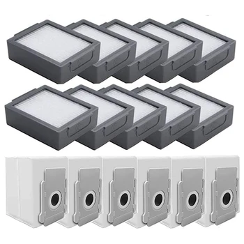10 Pachet Filtre HEPA & 6 Pack Vid, Saci de Praf Pentru Roomba I&E Series I7 I7+ I8 I3 I6+/Plus E5 E6 E7 Aspirator Accesorii