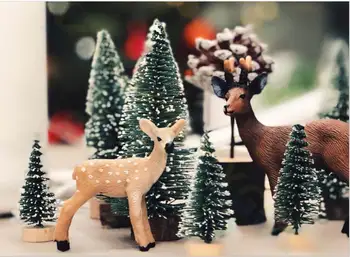 100buc decoratiuni de Craciun mic copac de pin mini ornamente pentru pomul de Craciun elemente de recuzită de Moș crăciun de zăpadă îngheț desktop ornamente favoarea partidului