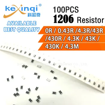 100buc/lot SMD 1206 Rezistor, 0,25 W 1/4W rezistență 0R Ohm 0.43 R 4.3 R 43R 430R 4.3 K 43K 430K 4.3 M