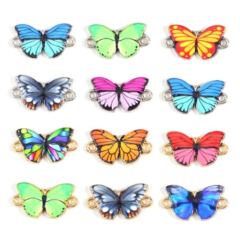 10buc Tipărit Colorat Fluture Farmec Bijuterii Conector Accesorii Pentru Femei Fluture Animal Brățară Colier DIY Pandantiv