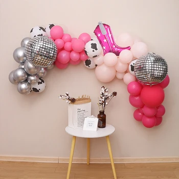 110pcs Fată Roz Baloane Arcada Pachetului de Vacă Balon cu Laser Balon de Folie Ferma Tema Ziua Îndrăgostiților, Ziua de naștere Partidul Decor