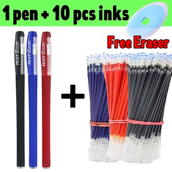 11pcs Pix cu Gel Set de Neutru Pen Buna Scris Fastdry 0.5 mm Albastru Negru Rosu Replacable Refill Scoala Rechizite