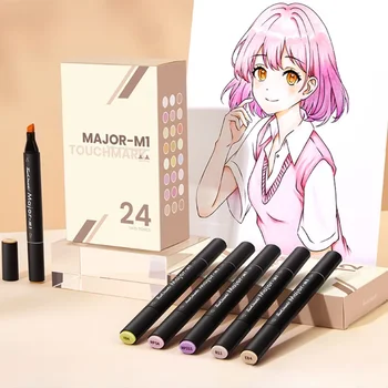 12/24 Culoare Setați Tonul Pielii Markeri de Alcool pe baza de Ulei Dual Sfat 1-7mm Profesionale Pictura Markeri Manga Școală de Artă