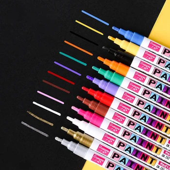 12 Culori Graffiti Markeri Seturi de Stilouri Arta Pentru Sticlă Lemn Cad DIY Creative de Desen Anvelopă de Mașină Umple Album Foto Pensula Consumabile