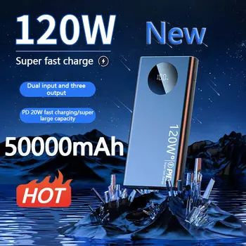 120w Nou Super-Rapid de Încărcare 50000mah Power Bank Ultralarge Capacitate de Putere Mobil Baterie Externă pentru Iphone Xiaomi Samsung