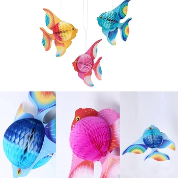 12pcs Hârtie Colorată Carasi Pliabil Pește Tropical Decor Agățat de Ornament Consumabile Partid Aur Roz Albastru A50