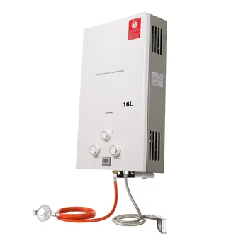 16L GPL Incalzitor de Apa Gaz 32KW Instant Propan Apă Caldă Încălzire cu Cazan Cu Cap de Duș Kit + 30mbar Gaz Regulator de Presiune