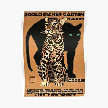 1912 Germania Munchen Zoo Leopard Și Gâfâi Poster Art Decor Imagine Vintage Room Decor Amuzant Perete Moderne De Imprimare Murală Nici Un Cadru