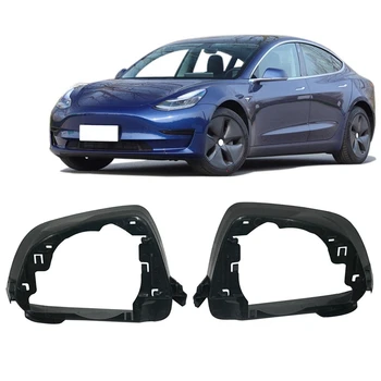 1Pair Partea Auto Aripa Oglinda Retrovizoare Rama de Acoperire Negru Pentru Tesla Model 3 Toate Molde Înlocuire Piese de Schimb