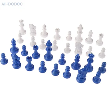 1Set 32Pcs Set de piese de Sah din Plastic Ps Material Albastru Și Alb Medieval Jocuri de Sah Pentru Adulti Călătorie Piese de Șah Jocuri, Jucarii Copii