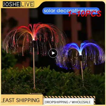 1~10BUC Solare meduze Lumini Led-uri în aer liber, Peisaj Cale de Fibra optica focuri de artificii Lumina Impermeabil Solare de Grădină Decorativ
