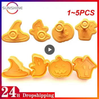 1~5 BUC Set Crăciun Temă de Halloween Plastic Cookie Cutter Cookie 3D Timbru Piston Fondant de Ciocolata Mucegai Tort de Decorare