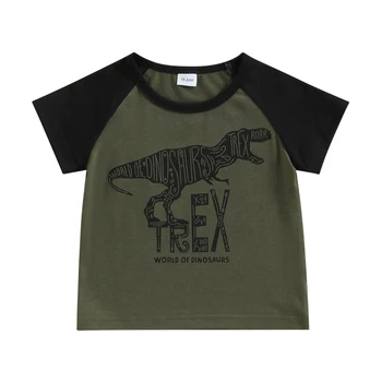 2-6 Ani Copii Baby Boy Vara T-shirt Casual Gât Rotund Dinozaur Scrisoarea Imprimate cu Maneci Scurte Topuri pentru Haine de Copil