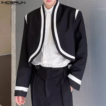 2023 Bărbați Blazer Mozaic Deschide Cusatura Maneca Lunga de Moda Casual, Costume Barbati Streetwear-coreean de Agrement Cultură Straturi S-5XL INCERUN