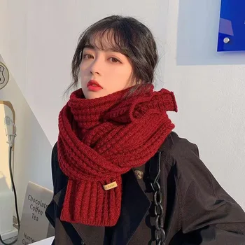 2023 Iarna Nou Adult Eșarfă Moda coreeană Sute de Femei Cald Eșarfă Roșie Acril Premium Sentiment Student Tricotate din Lână Eșarfă