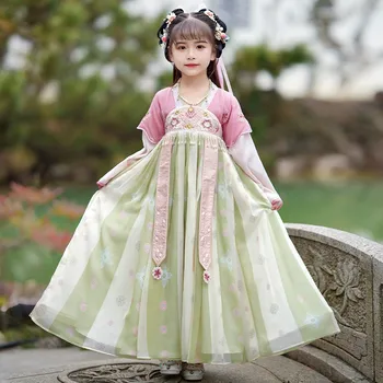 2023 Noi Hanfu Rochie Copii Embroidere Flori Fusta Hanfu Fată Chineză Tradițională De Dans Efectua Îmbrăcăminte Pentru Copii Cosplay