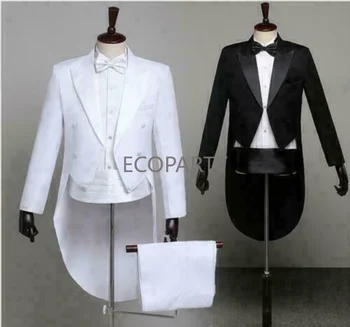 2023 Oameni Noi Tuxedo Black Magic Sacou Costum Formal Coada Strat de Performanță Etapă Rochie Sacou Blazer S-4XL Mens Costume de 4 buc