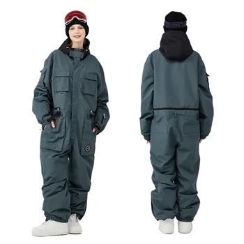2024 Noua Moda Costum de Schi, Supradimensionat Costum de Schi,Iarna în aer liber, rezistentă la Vânt, rezistent la apa Caldă Snowboard Salopeta ,Zăpadă costum Unisex
