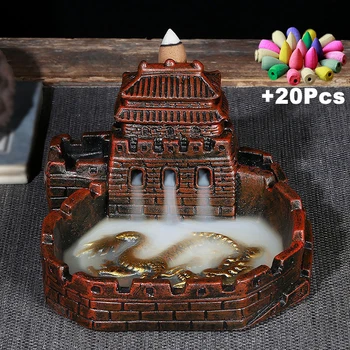 20buc Tămâie Conuri Creative Decor Acasă Refluxul Arzător de Tămâie Chineză Dragon Turn Vechi Ornamente Personalitate Scrumiera