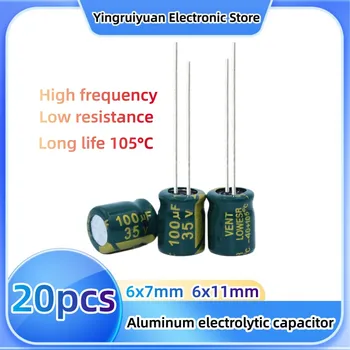 20pcs35V100Uf aluminiu condensator electrolitic de înaltă frecvență, rezistență scăzută putere de comutare adaptor capacitate 6x7 sezonul 6-episodul 11