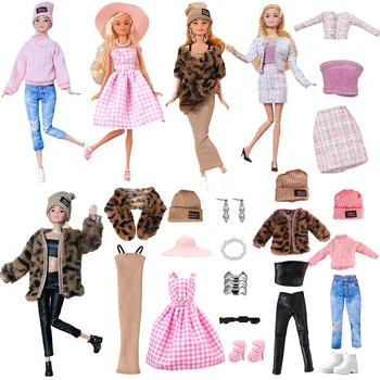 25 De Stil Barbie Haine Papusa Tinuta De Zi Cu Zi Costum De Moda Fusta Pulover Haina Pantaloni Cercei Colier Accesorii Papusa De Fata Cadouri
