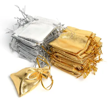 3 Dimensiuni De Aur De Argint De Culoare Sac Organza Bijuterii Sac De Ambalare Petrecere De Nunta Favoarea Bomboane Saci De Favoare Pungi Cordon De Pungi De Cadouri