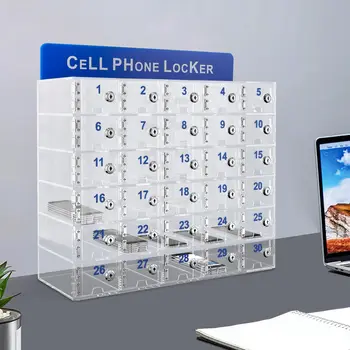 30 Sloturi Acrilice Telefon Mobil Dulap cu Slot Incarcare, Telefoane Cabinet de Stocare cu Usa Încuietorile Cheile pentru Birou Clasă