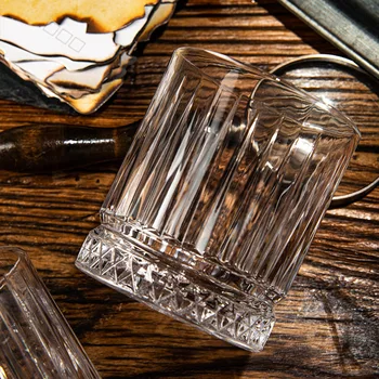 370ml Whisky Cana cu Dungi Verticale de Sticlă Transparentă de Externe pahar de Vin pe Bara de Cana de Bere Cupa Spirit de Cupa en-Gros Cupe de Sticlă de Apă