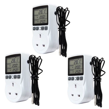 3X Digital Controler de Temperatura Termostat Priză Priză Priză Încălzire Răcire Timer Pentru Homebrew cu efect de Seră Priza UK