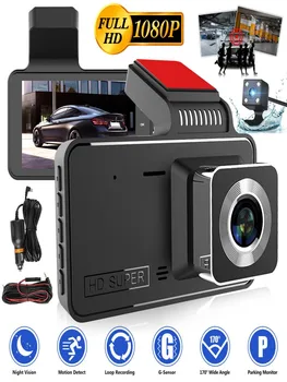 4.0 La Bord Cam DVR Auto 24H HD 1080P Dash Camera Dual Lens Recorder Video de 1080P Cutie Neagră Ciclu Dashcam Oglindă de Conducere Recorder