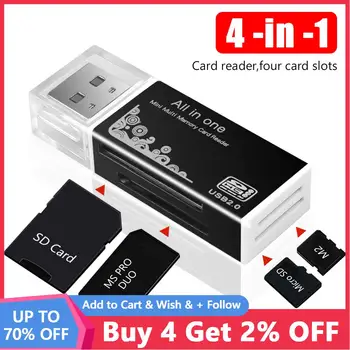 4-în-1 Cititor de Carduri USB 2.0 Multi-Card Reader Memorie Adaptor Pentru Memory Stick Pro Duo, Micro SD/T-Flash/M2/MS Card Reader