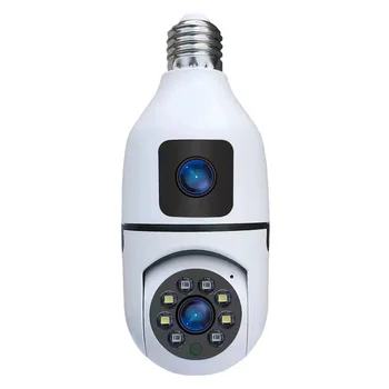 4MP V380/Yoosee APP Dual Lens E27 Lampă de Cap Soclu Plin de Culoare Wireless PTZ IP Dome Interfon Camera de Securitate CCTV Monitor Copil
