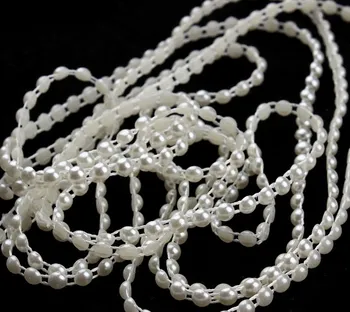 5 Curte/Lot 4mm ABS Alb Imitații de Perle din Plastic Flatback Margele Lanț Ornamental Coase La Nunta Patry Constatările de Bijuterii de Artizanat