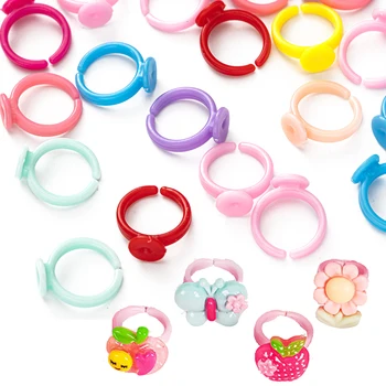 50/100buc Plastic Reglabil Inele Colorate Baza Gol Bezel Pentru DIY Fetita Rășină Juca Bijuterii de Ziua de nastere Cadou de Vacanță a Face