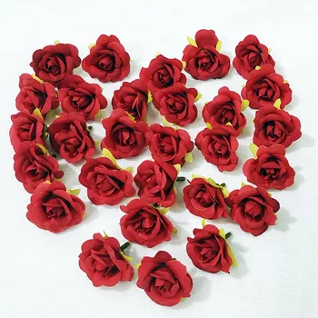 50pcs 4cm Artificiale de Trandafir Roșu Capul Stamen Flori Pentru Perete Nunta Arc Buchet de Mireasa Acasă Frizură Pantofi Pălărie Decor