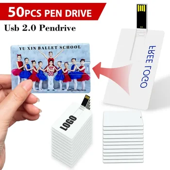 50PCS/Lot Alb Card de Credit stick-uri Usb Personalizate de Imprimare Foto 4GB 8GB 16GB 32GB 2.0 Flash Pen Drive 10buc gratuit de imprimare logo-ul