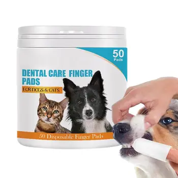 50Pcs Preîmbibate Câine Periuțe de dinți Moale animale de Companie Degetele Periuță de dinți de Câine Pisică de Bumbac, Perie de Dinti Oral Curățare Pisoi Respiratia urat mirositoare Îngrijire