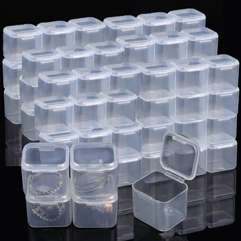 5pcs Mini Cutie Depozitare Transparente din material Plastic Pătrat Boxs Cercei Bijuterii de Ambalare Depozitare Cutie Pătrat Mic Organizator de Bijuterii