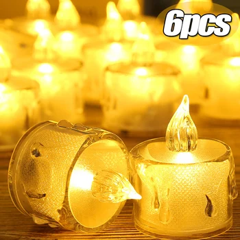 6/3Pcs LED Lumânare Baterii de Simulare fără flacără Ceai Lumini Lumânare Romantic pentru Nunta Decor de Crăciun Lampă de Masă