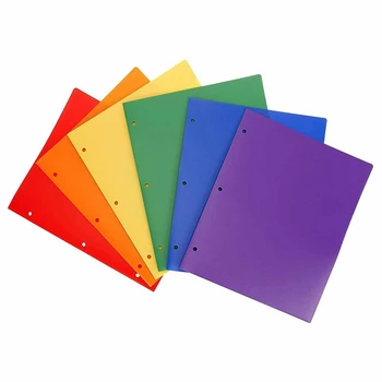 6 Pack Liant Dosare Din Plastic Robust De Portofoliu,3 Găuri,Dosare De Plastic Multicolore Business Card Slot
