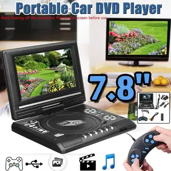 7.8 Inch Portabil Auto DVD Player, FM Radio, Video Multimedia Universal VCD CD MP3 DVD Player 16:9 Roti Ecranul LCD