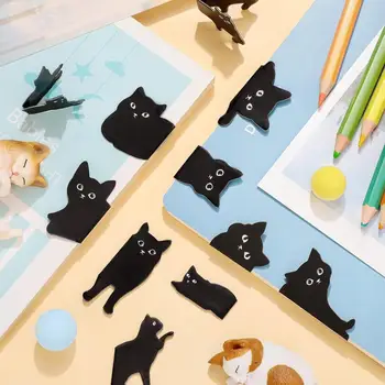 7Pcs Cat Marcaje Drăguț Kawaii Pagină de Carte Clipuri Magnetice Creative Pisica Neagra Carte Marker Unic de Lectură Cadou Rechizite Școlare