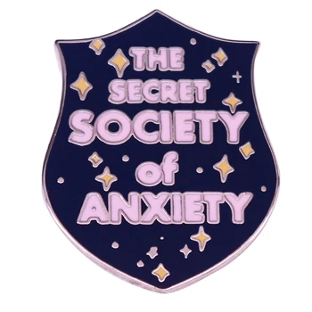 A2885 societatea secretă de anxietate Ace de Rever pentru Rucsac Drăguț Email Pin de sănătate mintală Broșe Metalice Insigne Decoratiuni