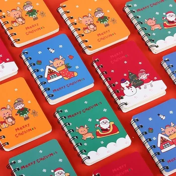 A7 Crăciun Fericit Notebook Drăguț Mini Portabil Bobina Notepad Om De Zăpadă Moș 40 De Pagini De Jurnal, Carte De Birou Școală Să Învețe Consumabile