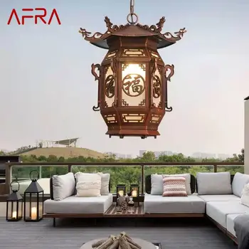 AFRA Lanternă Chineză Lămpi suspendate în aer liber cu LED-uri Impermeabil Retro Maro Candelabru pentru Acasă Hotel Coridor Decor de energie Electrică