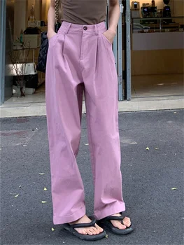Alien Kitty Largi Picior Pantaloni Femei Slim Casual se Potrivesc Talie Mare Libertate de Primăvară de Moda OL Birou Doamnă Streetwear Solid Noi